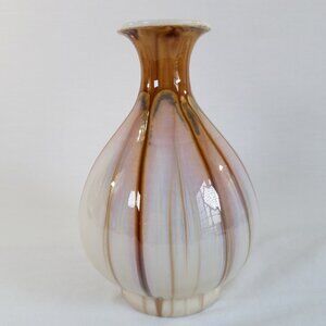 Drip Glaze Porcelain Vase 8" Pink Beige Brown 2 LBS Milano Chinese Transmutation